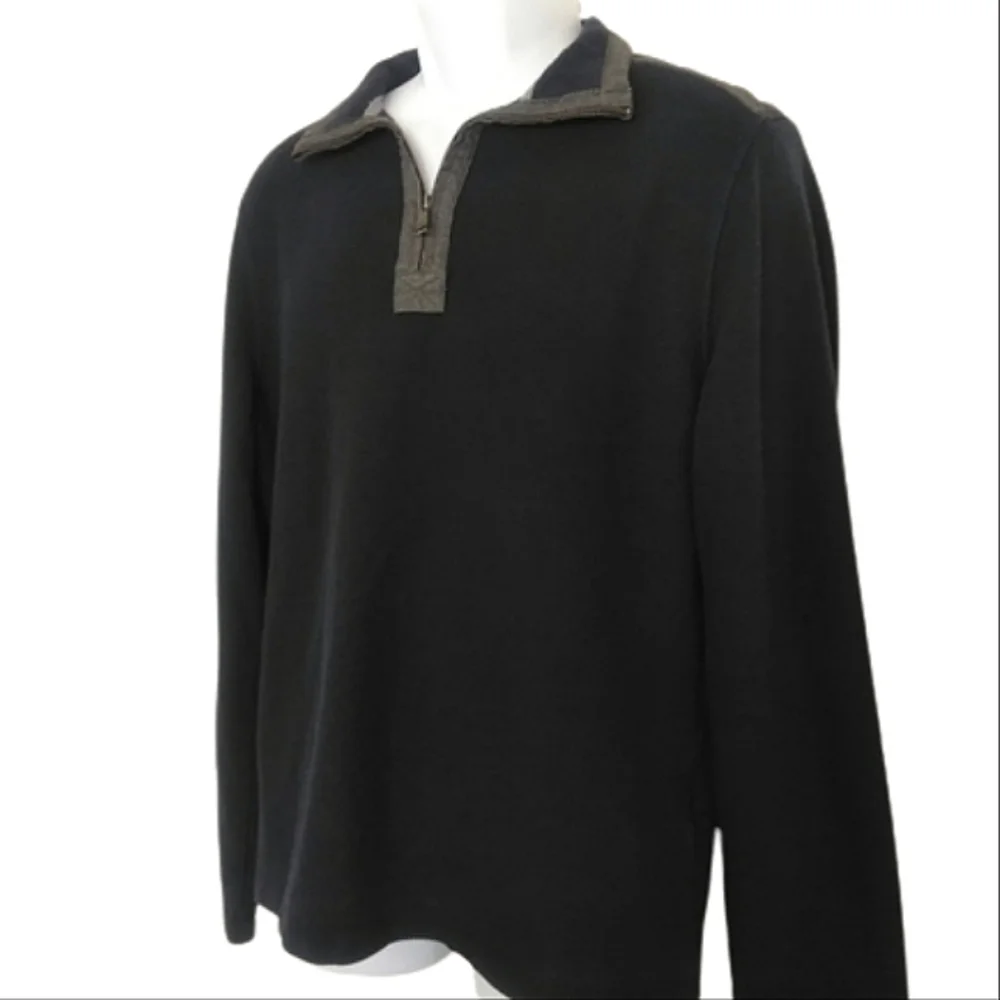 Banana Republic Blue & Gray Partial Zip Down Neckline Long Sleeve Sweater Top